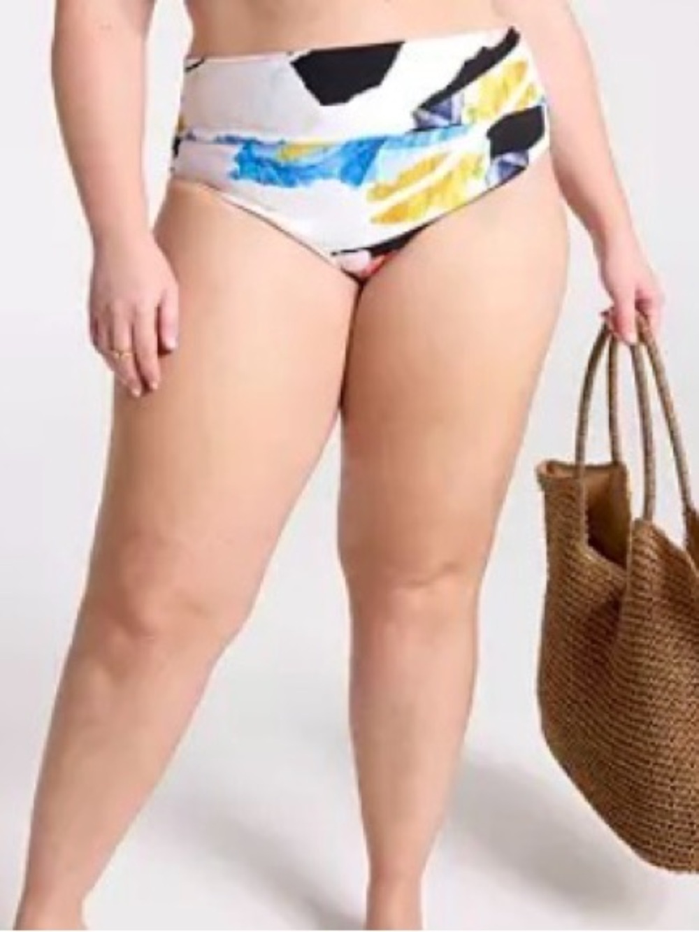NWT Multicolored CALIA Women's Wide Banded High Rise Swim Bottoms